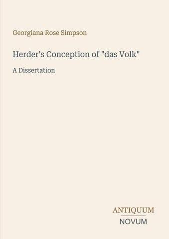 Herder's Conception of "das Volk"