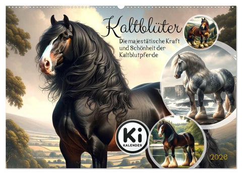 Kaltblüter - Die majestätische Kraft und Schönheit der Kaltblutpferde (Wandkalender 2026 DIN A2 quer), CALVENDO Monatskalender
