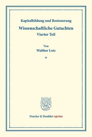 Kapitalbildung und Besteuerung.