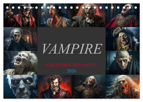 Vampire - Kreaturen der Nacht (Tischkalender 2026 DIN A5 quer), CALVENDO Monatskalender