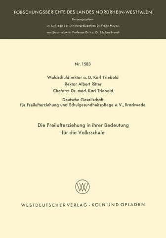 Die Freilufterziehung in ihrer Bedeutung für die Volksschule