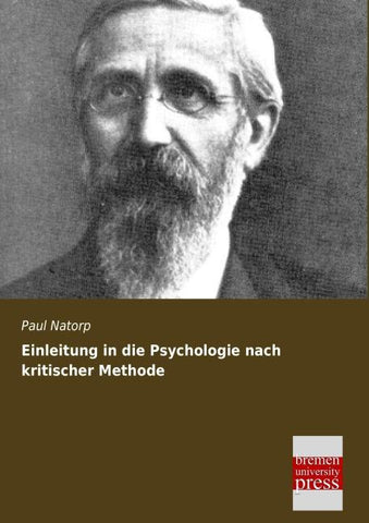 Einleitung in die Psychologie nach kritischer Methode
