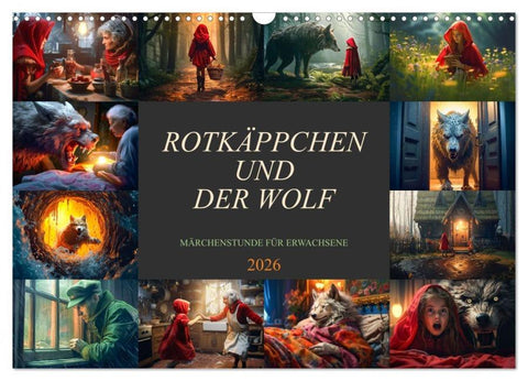 Rotkäppchen und der Wolf (Wandkalender 2026 DIN A3 quer), CALVENDO Monatskalender