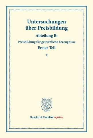 Untersuchungen über Preisbildung.