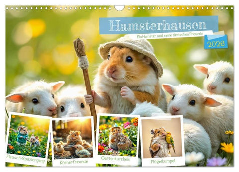Hamsterhausen - Ein Hamster und seine tierischen Freunde (Wandkalender 2026 DIN A3 quer), CALVENDO Monatskalender
