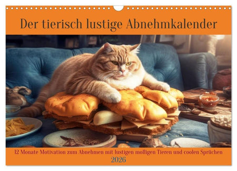 Der tierisch lustige Abnehmkalender (Wandkalender 2026 DIN A3 quer), CALVENDO Monatskalender