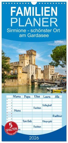 Familienplaner 2026 - Sirmione - schönster Ort am Gardasee mit 5 Spalten (Wandkalender, 21 x 45 cm) CALVENDO