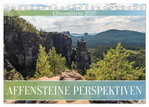 Affensteine Perspektiven - Elbsandstein (Tischkalender 2026 DIN A5 quer), CALVENDO Monatskalender