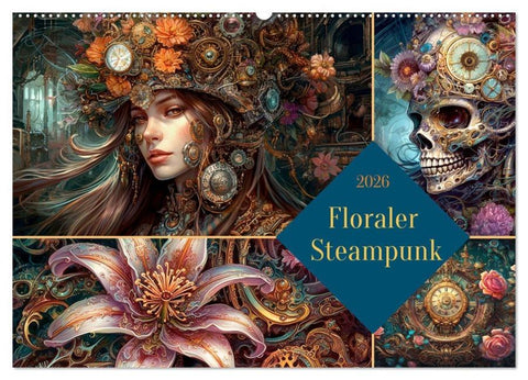 Floraler Steampunk (Wandkalender 2026 DIN A2 quer), CALVENDO Monatskalender