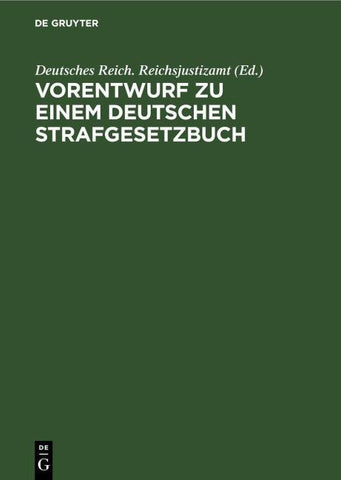 Vorentwurf zu einem Deutschen Strafgesetzbuch