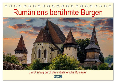 Rumäniens berühmte Burgen (Tischkalender 2026 DIN A5 quer), CALVENDO Monatskalender