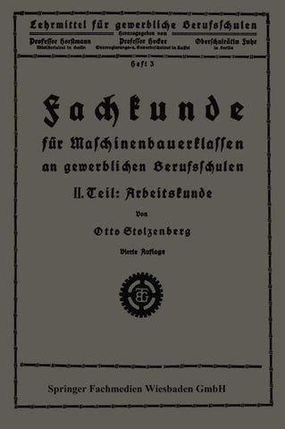 Fachkunde für Maschinenbauerklassen an gewerblichen Berufsschulen