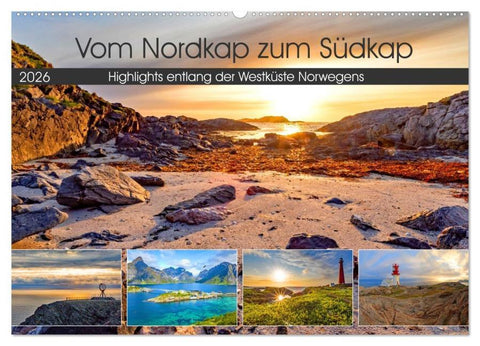 Vom Nordkap zum Südkap (Wandkalender 2026 DIN A2 quer), CALVENDO Monatskalender