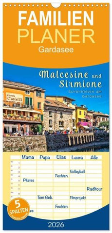 Familienplaner 2026 - Malcesine und Sirmione, Schönheiten am Gardasee mit 5 Spalten (Wandkalender, 21 x 45 cm) CALVENDO