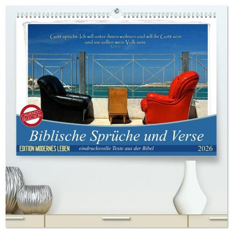 Biblische Sprüche und Verse (hochwertiger Premium Wandkalender 2026 DIN A2 quer), Kunstdruck in Hochglanz