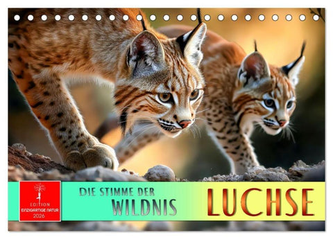Luchse - die Stimme der Wildnis (Tischkalender 2026 DIN A5 quer), CALVENDO Monatskalender