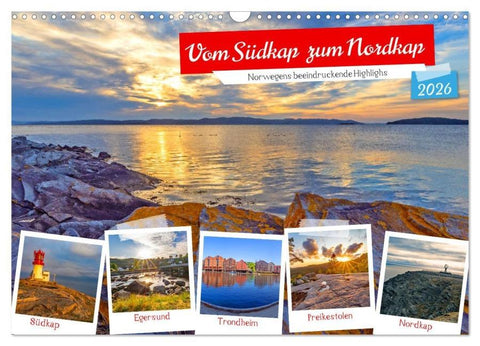 Vom Südkap zum Nordkap (Wandkalender 2026 DIN A3 quer), CALVENDO Monatskalender
