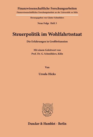Steuerpolitik im Wohlfahrtsstaat.