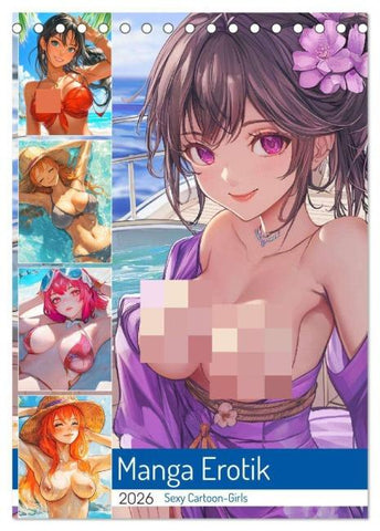 Manga Erotik. Sexy Cartoon-Girls (Tischkalender 2026 DIN A5 hoch), CALVENDO Monatskalender