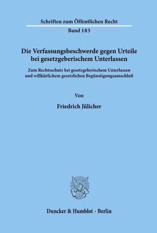 Die Verfassungsbeschwerde gegen Urteile bei gesetzgeberischem Unterlassen.