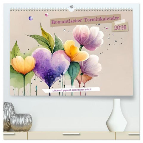 Romantischer Terminkalender (hochwertiger Premium Wandkalender 2026 DIN A2 quer), Kunstdruck in Hochglanz