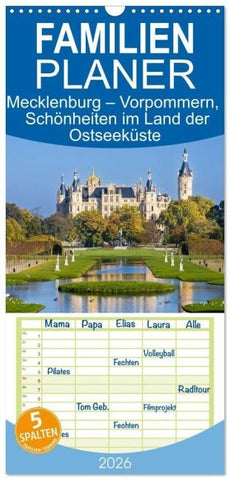 Familienplaner 2026 - Mecklenburg – Vorpommern, Schönheiten im Land der Ostseeküste mit 5 Spalten (Wandkalender, 21 x 45 cm) CALVENDO