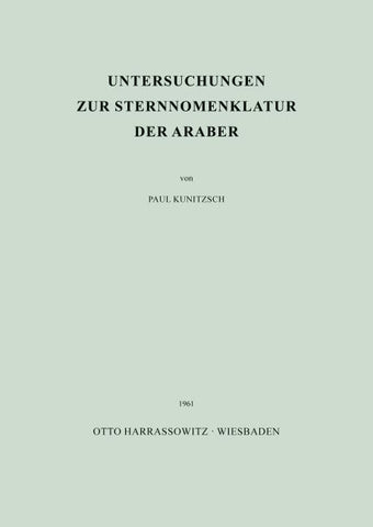 Untersuchungen zur Sternnomenklatur der Araber