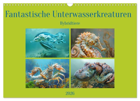 Fantastische Unterwasserkreaturen - Hybridtiere (Wandkalender 2026 DIN A3 quer), CALVENDO Monatskalender