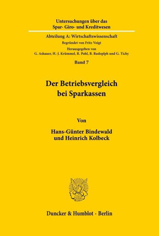 Der Betriebsvergleich bei Sparkassen.
