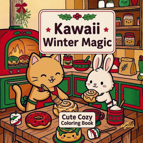 Kawaii Winter Magic - Cute Cozy Coloring Book:Malbuch für Erwachsene & Teens