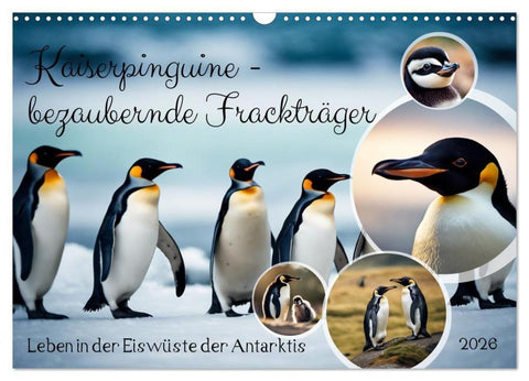 Kaiserpinguine - bezaubernde Frackträger (Wandkalender 2026 DIN A3 quer), CALVENDO Monatskalender