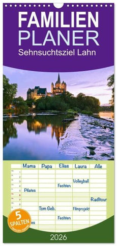 Familienplaner 2026 - Sehnsuchtsziel Lahn mit 5 Spalten (Wandkalender, 21 x 45 cm) CALVENDO