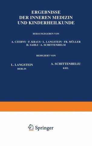 Ergebnisse der Inneren Medizin und Kinderheilkunde