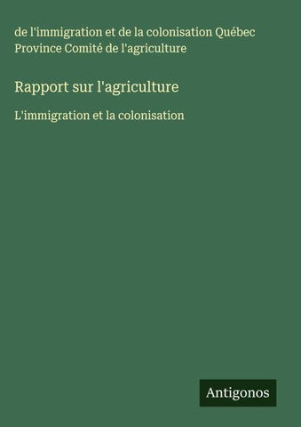 Rapport sur l'agriculture