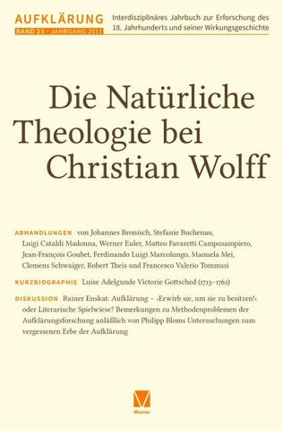 Aufklärung, Band 23: Die natürliche Theologie bei Christian Wolff