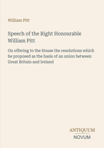 Speech of the Right Honourable William Pitt