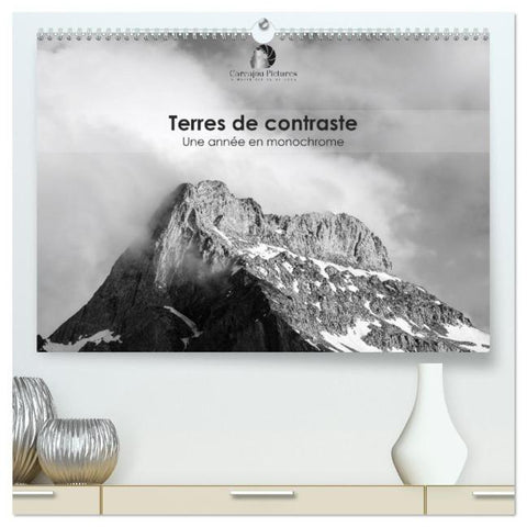 Terres de contraste – Une année en monochrome (Calendrier mural 2026 DIN A2 vertical) calendrier de bureau