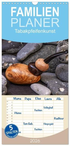 Familienplaner 2026 - Tabakpfeifenkunst mit 5 Spalten (Wandkalender, 21 x 45 cm) CALVENDO