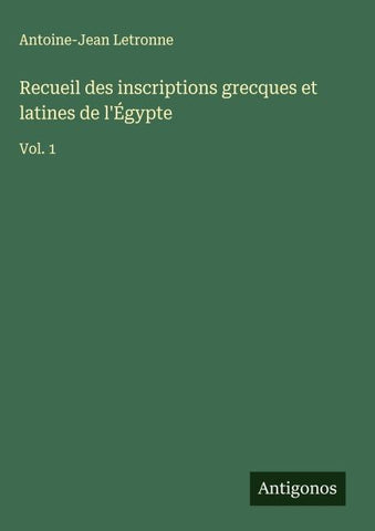 Recueil des inscriptions grecques et latines de l'Égypte