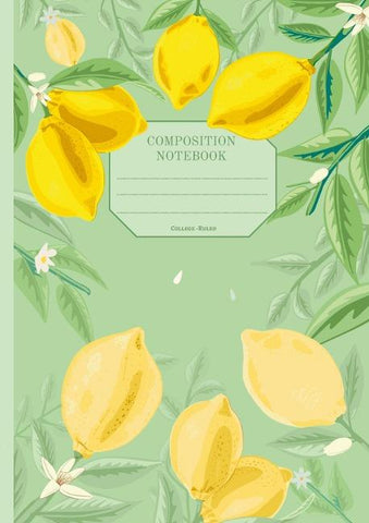 Paperback Notebook | Journal with digitally handmade Illustrated Cover | Lemons