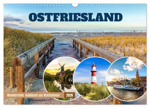 OSTFRIESLAND Wundervolle Halbinsel am Wattenmeer (Wandkalender 2026 DIN A3 quer), CALVENDO Monatskalender