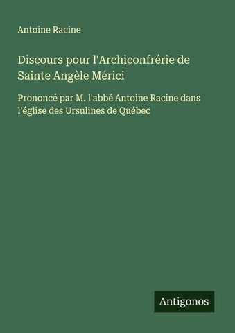 Discours pour l'Archiconfrérie de Sainte Angèle Mérici