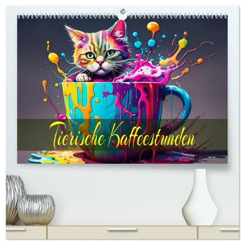 Tierische Kaffeestunden (hochwertiger Premium Wandkalender 2026 DIN A2 quer), Kunstdruck in Hochglanz