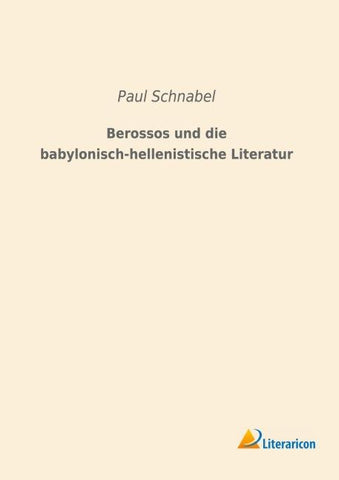 Berossos und die babylonisch-hellenistische Literatur