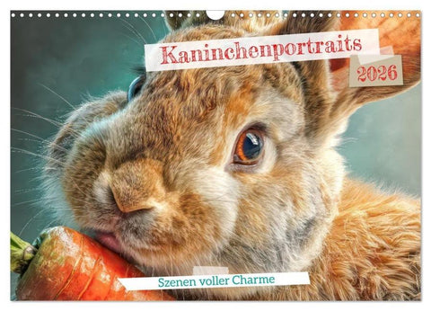 Kaninchenportraits – Szenen voller Charme (Wandkalender 2026 DIN A3 quer), CALVENDO Monatskalender