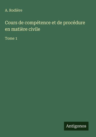 Cours de compétence et de procédure en matière civile