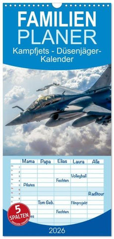 Familienplaner 2026 - Kampfjets - Düsenjäger-Kalender mit 5 Spalten (Wandkalender, 21 x 45 cm) CALVENDO