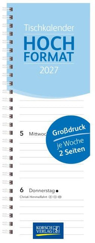 Tischkalender Hochformat Großdruck 2027