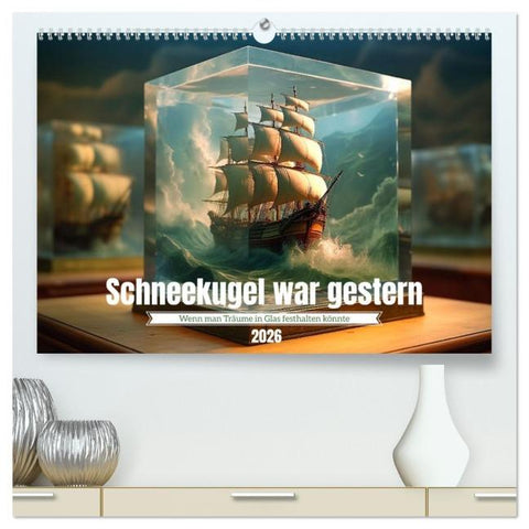 Schneekugel war gestern (hochwertiger Premium Wandkalender 2026 DIN A2 quer), Kunstdruck in Hochglanz