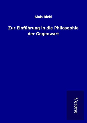 Zur Einführung in die Philosophie der Gegenwart